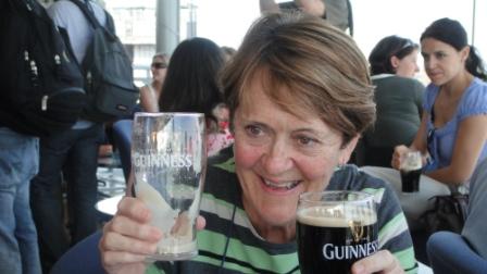 Liz enjoying a pint of Guinness