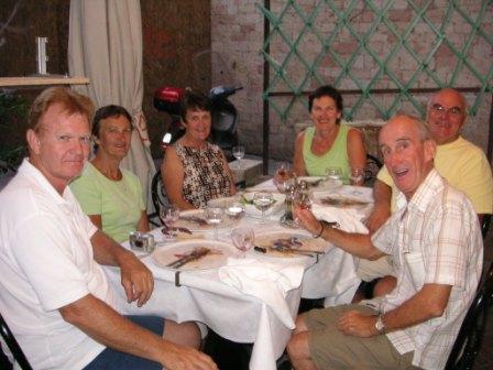 From L to R - Geoff, Lynne, Liz, Betty, Rob & Alan.  Australians enjoy the Italian lifestyle in Perugia
