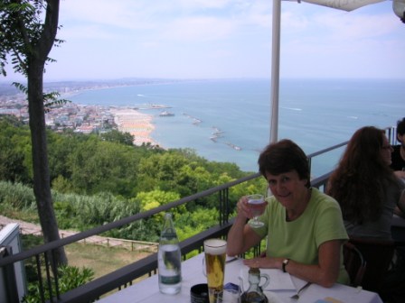 Enjoying lunch overlooking the township of Cattolica on the East Coast