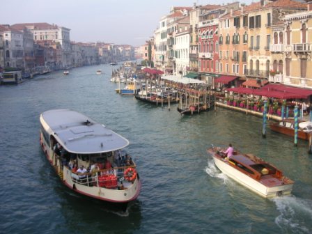 Vaporetto and Water Taxis on the Grand Canal in Venice