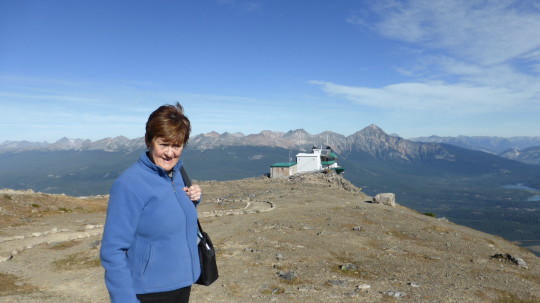 Liz at the summit of the Jasper Tramcar cable car.
